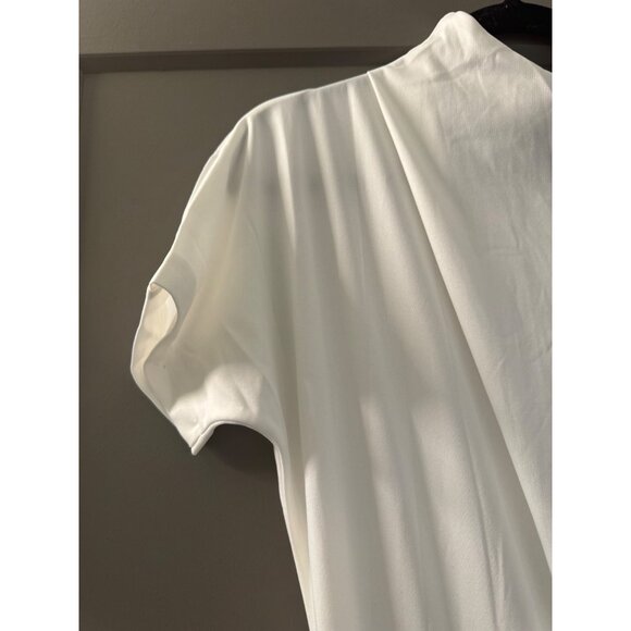 White Sleeveless High-Neck Jumpsuit With Elastic Waist & Side Pockets - Picture 3 of 7